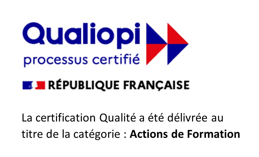 Qualiopi processus certifié, la certification Qualité a été délivrée au titre de la catégorie: Actions de Formation